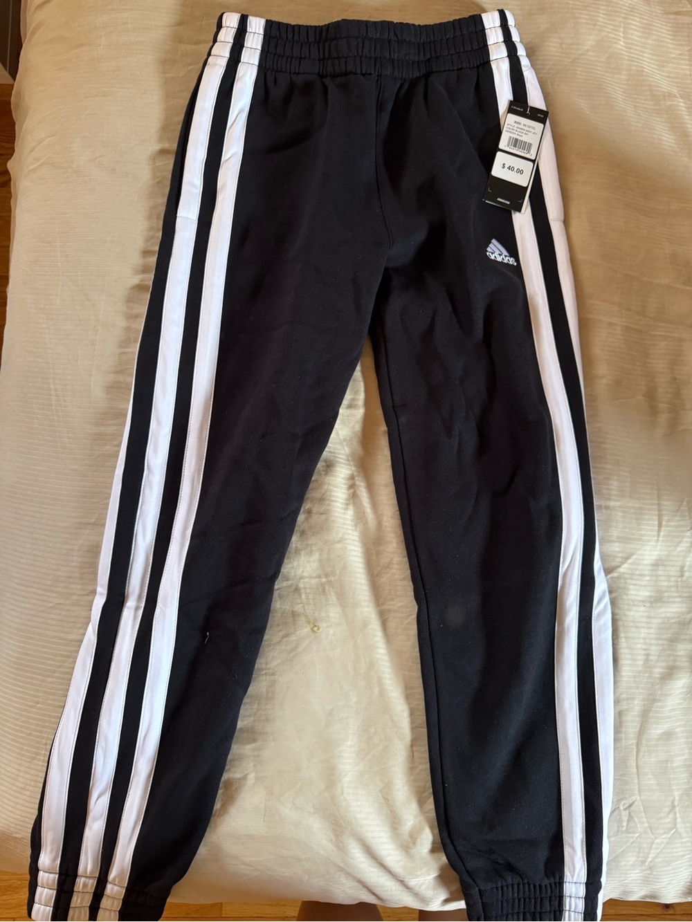adidas Black Joggers with White Three-Stripe Detail